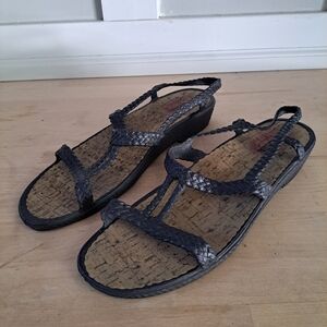 Sandak Black Braided Wedge Sandals Women’s Size 9 (EU 40 / MEX 26)